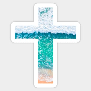 Ocean Waves Cross Sticker